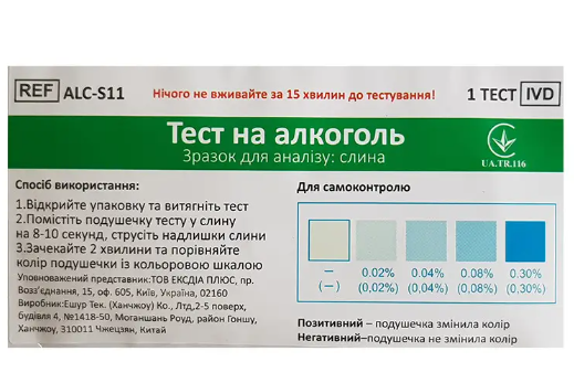 Тест на алкоголь в слині ECOTEST ALC-S11