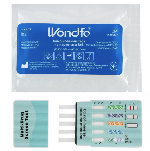 Тест на 6 наркотиків  WONDFO W2006-P, 1 шт